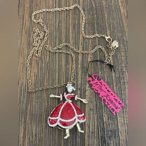 Betsey Johnson Red and Gold Dancer Pendant Necklace